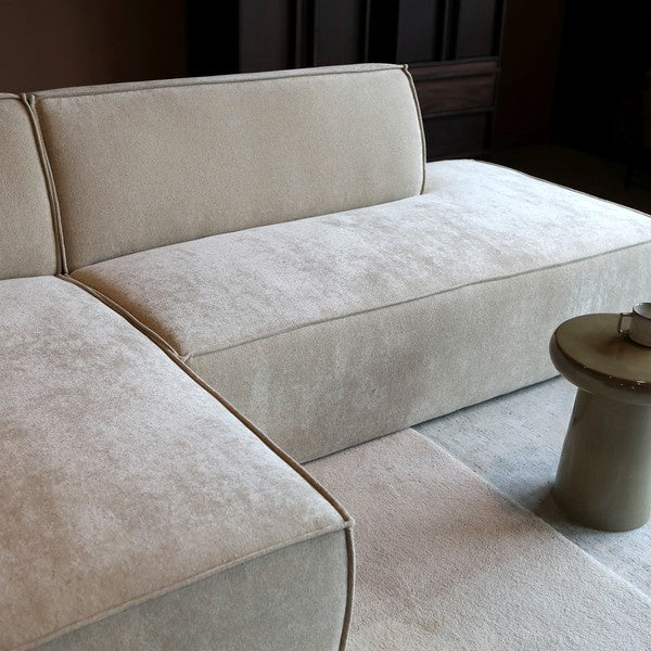 Hoekbank Enzo beige loungebank 280cm polyester bankstel links