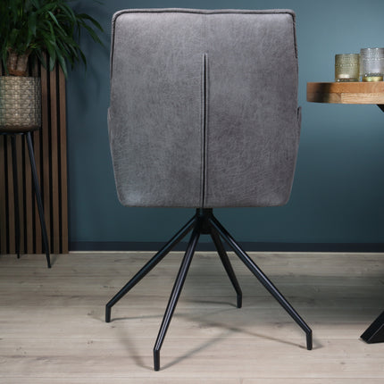 SET DEAL: 6 stuks Eetkamerstoel met armleuning Bowie antraciet microvezel eetstoel industrieel