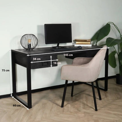 Bureau Morris 145cm zwart mangohout