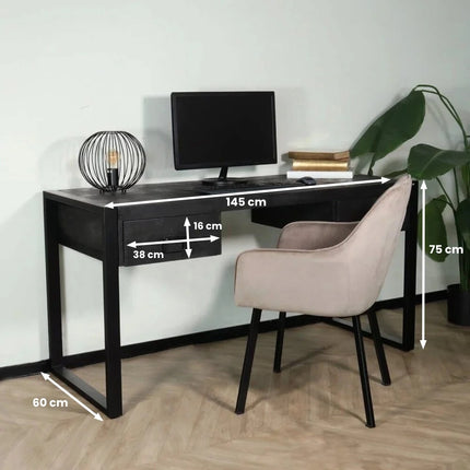 Bureau Morris 145cm zwart mangohout