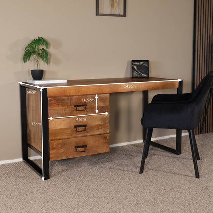 Bureau Nicko 145cm bruin mangohout