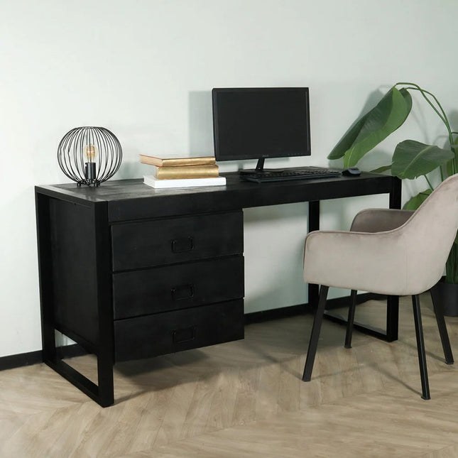 Bureau Nicko 145cm zwart mangohout