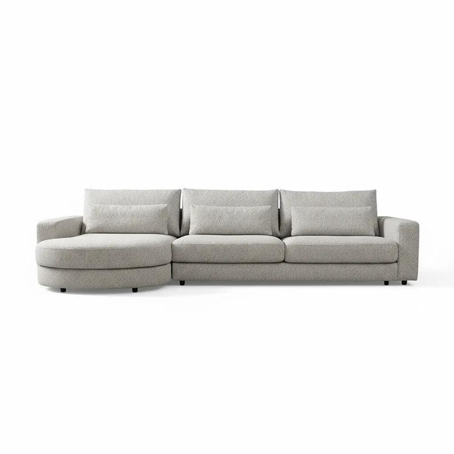 Hoekbank Como lichtgrijs polyester 334cm links