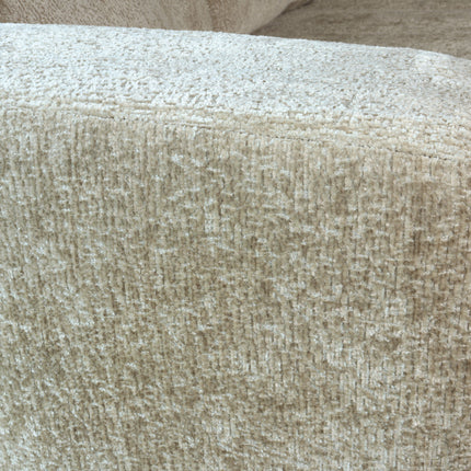 Hoekbank rond design Nox 250cm bank met ronding beige chenille bankstel rechts loungebank