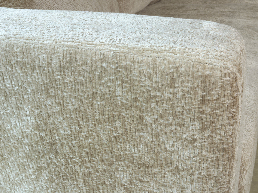 Hoekbank rond design Nox 250cm bank met ronding beige chenille bankstel rechts loungebank