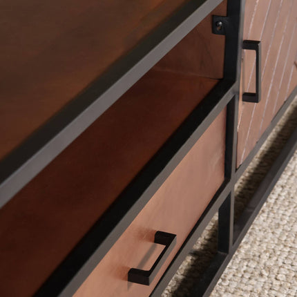 Tv meubel visgraat walnoot mangohout 210cm Danae