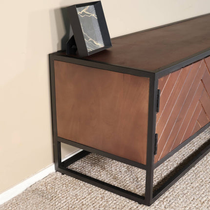 Tv meubel visgraat walnoot mangohout 210cm Danae