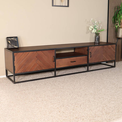 Tv meubel visgraat walnoot mangohout 210cm Danae