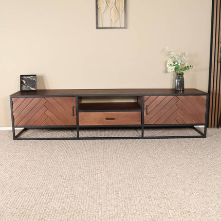 Tv meubel visgraat walnoot mangohout 210cm Danae