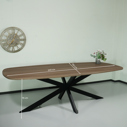 Eettafel Deens ovaal 240cm bruin Hero ovale eettafel