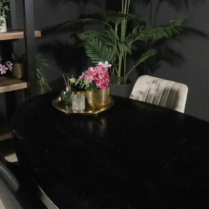 Tweedekans model: Eettafel ovaal mangohout 200cm James zwart ovale industriële tafel duurzaam mango eetkamertafel