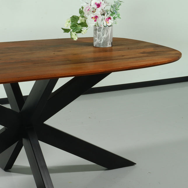 Eettafel deens ovaal mangohout 180cm Austin bruin ovale tafel duurzaam mango eetkamertafel