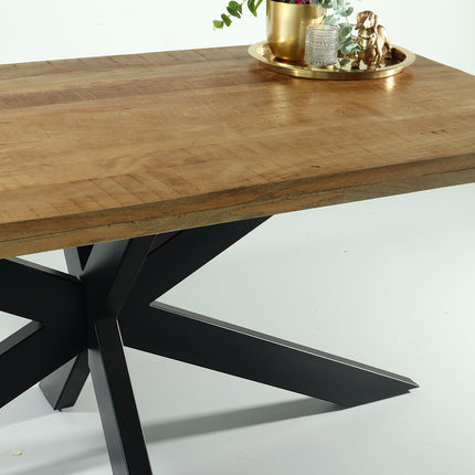 Eettafel langwerpig mangohout 180cm lichtbruin John langwerpige tafel duurzaam mango eetkamertafel