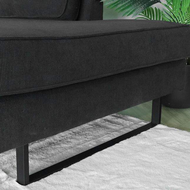 Hoekbank design Puckerto 290cm bank antraciet ribstof hoek loungebank rechts bankstel