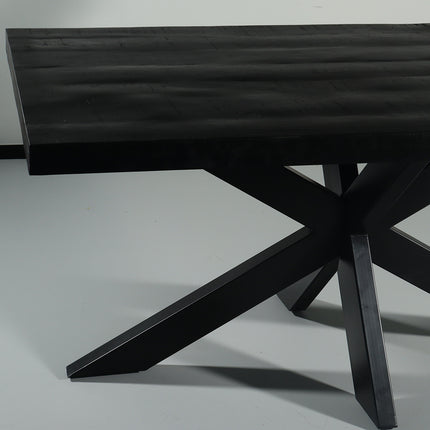 Tweedekans model: Eettafel langwerpig mangohout 160cm zwart John langwerpige tafel duurzaam mango eetkamertafel