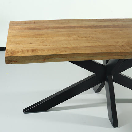 Eettafel langwerpig mangohout 180cm lichtbruin John langwerpige tafel duurzaam mango eetkamertafel