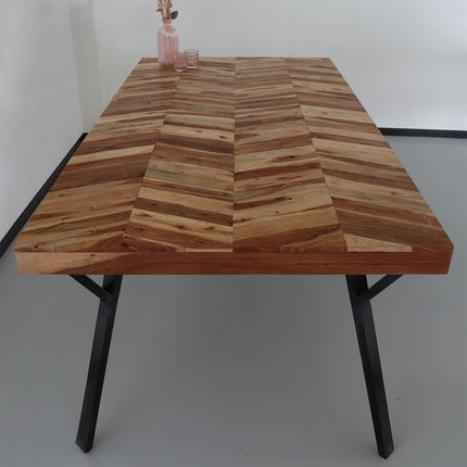 Eettafel Danae hongaarse punt 140cm bruin acaciahout