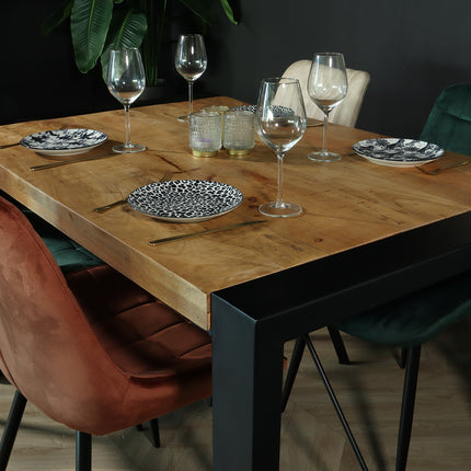 Eettafel rechthoekig mangohout Jonas lichtbruin 140cm duurzaam mango tafel eetkamertafel hout