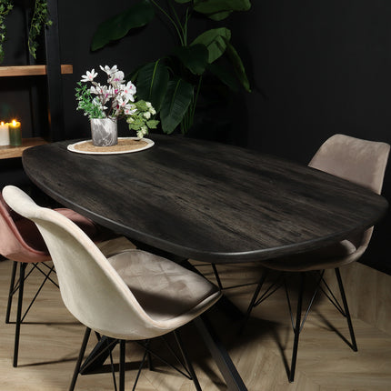 Eettafel Deens ovaal 160cm zwart Hero ovale eettafel