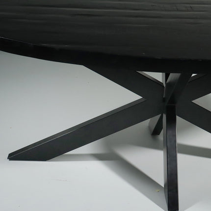 Tweedekans model: Eettafel ovaal mangohout 200cm James zwart ovale industriële tafel duurzaam mango eetkamertafel