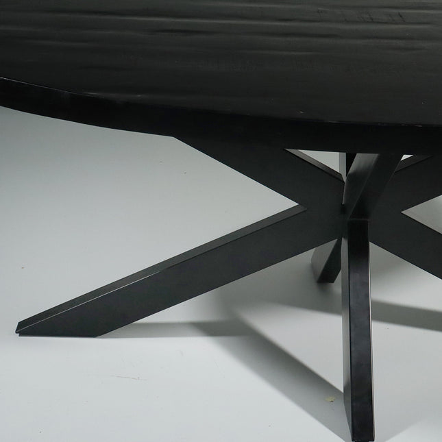 Tweedekans model: Eettafel ovaal mangohout 200cm James zwart ovale industriële tafel duurzaam mango eetkamertafel