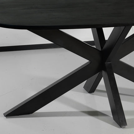 Eettafel deens ovaal mangohout 180cm Austin zwart ovale tafel duurzaam mango eetkamertafel