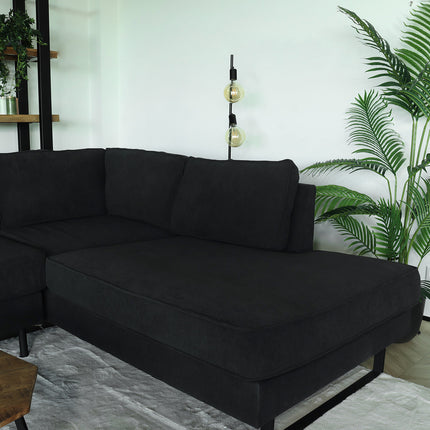 Hoekbank design Puckerto 290cm bank antraciet ribstof hoek loungebank rechts bankstel