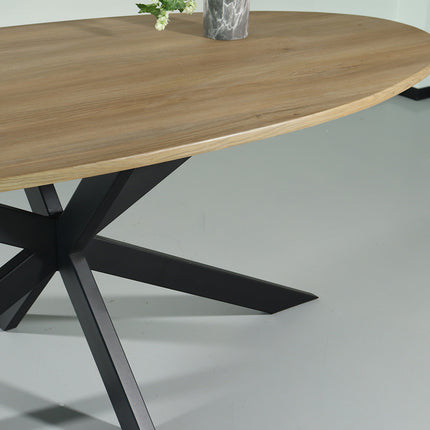 Eettafel Rato ovaal 210cm lichtbruin MDF