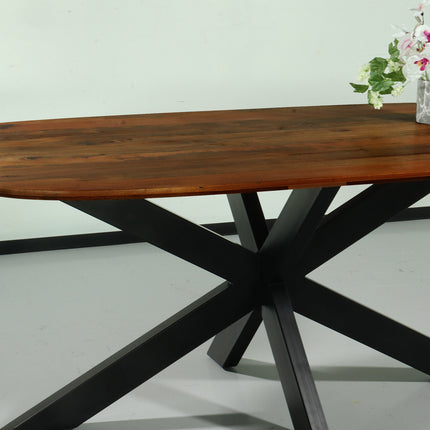 Eettafel deens ovaal mangohout 180cm Austin bruin ovale tafel duurzaam mango eetkamertafel