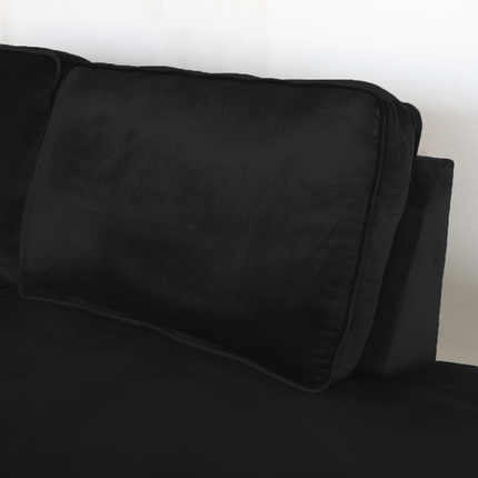 Hoekbank Puckerto zwart velvet 290cm links