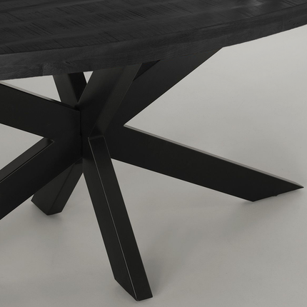 Tweedekans model: Eettafel ovaal mangohout 180cm James zwart ovale industriële tafel duurzaam mango eetkamertafel