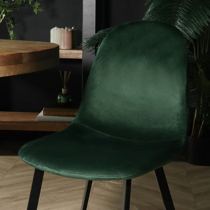SET DEAL: 6 stuks Eetkamerstoel Simpy donkergroen velvet eetstoel