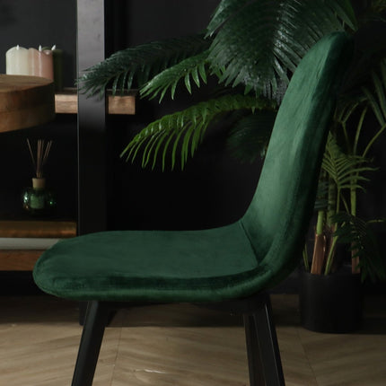 SET DEAL: 6 stuks Eetkamerstoel Simpy donkergroen velvet eetstoel