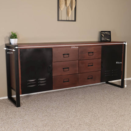 Dressoir mangohout 200cm walnoot Jazzy