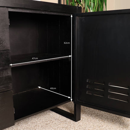 Dressoir mangohout 200cm zwart Jazzy