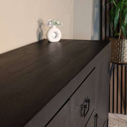 Dressoir mangohout 200cm zwart Jazzy