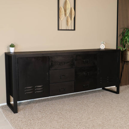 Dressoir mangohout 200cm zwart Jazzy