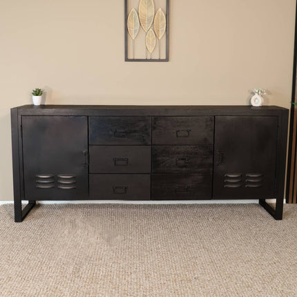 Dressoir mangohout 200cm zwart Jazzy