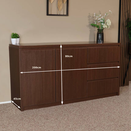 Dressoir melamine walnoot 160cm Cassie