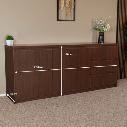 Dressoir melamine walnoot 200cm Cassie