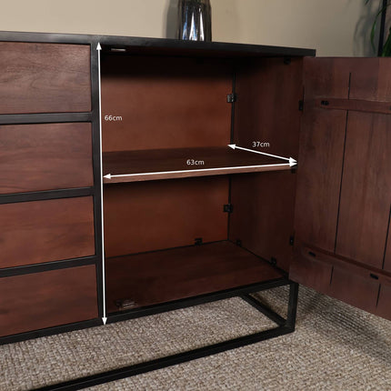 Dressoir visgraat mangohout 200cm walnoot Cody