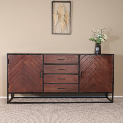 Dressoir visgraat mangohout 200cm walnoot Cody