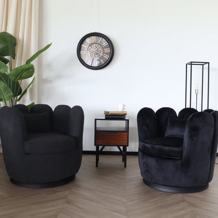 Fauteuil Daphne velvet zwart draaibare fauteuil