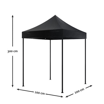 Easy up 2x2m zwart met zijwanden