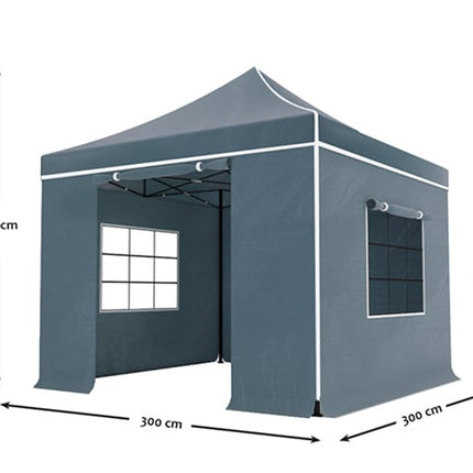 Easy up 3x3m grijs met zijwanden