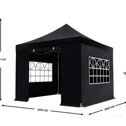 Easy up 3x3m zwart 40mm met zijwanden