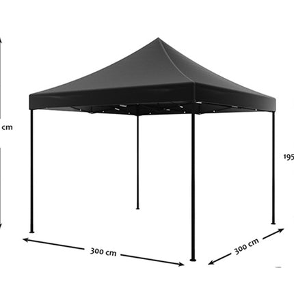 Easy up 3x3m zwart zonder zijwanden