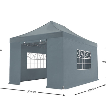 Easy up 3x4,5m grijs 40mm met zijwanden