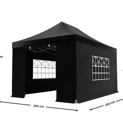 Easy up 3x4,5m zwart 40mm met zijwanden