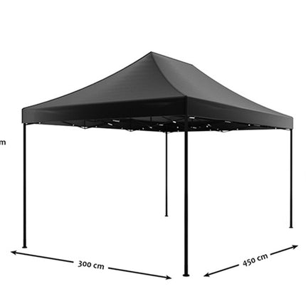 Easy up 3x4,5m zwart met zijwanden